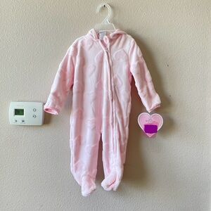 Pink baby Hooded Winter Fleece Onesie 6-9 m